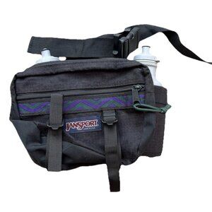 Vintage 90s Jansport Fanny Pack Purple Waist Hiking Belt Bag + 2 Bottle Holders